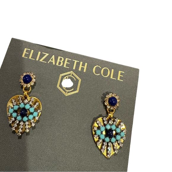 Elizabeth Cole - Marigold Earrings - Blue and Gold - NWT - Picture 1 of 8
